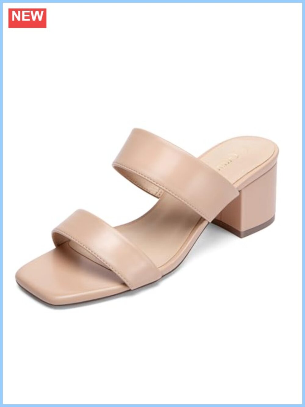 Women's Two Strap Heeled Sandals Square Open Toe Low Chunky Block Heels